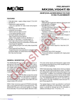 MX29LV004TTI-90 datasheet  