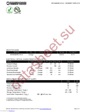 MTAN4254R-21A-A datasheet  