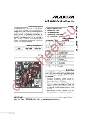 MAX038EVKIT-DIP datasheet  
