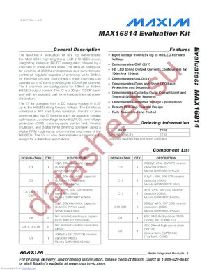 MAX16814EVKIT+ datasheet  
