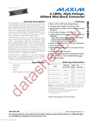 MAX16904SAUE33/V+ datasheet  