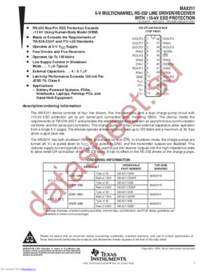 MAX211IDBRE4 datasheet  