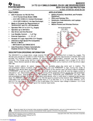 MAX3221ECPWRG4 datasheet  