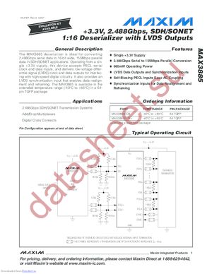 MAX3885ECB+TD datasheet  