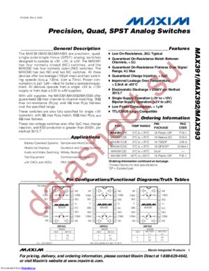 MAX392CUE+T datasheet  