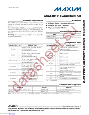 MAX4810EVKIT+ datasheet  