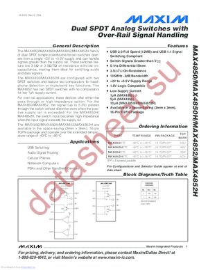 MAX4850ETE+ datasheet  