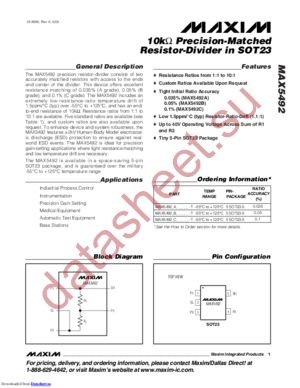 MAX5492PA01500 datasheet  