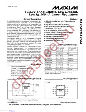 MAX604CSAT datasheet  