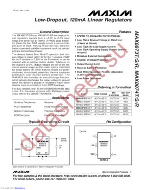 MAX8873TEUK datasheet  