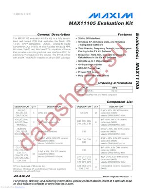 MAX11105EVKIT+ datasheet  