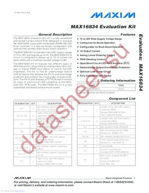 MAX16834EVKIT+ datasheet  