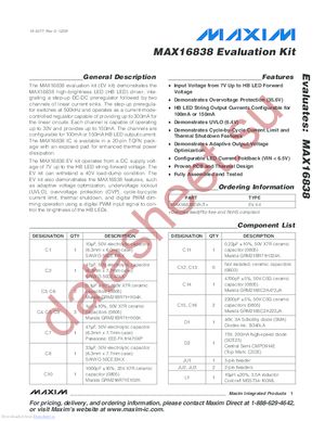 MAX16838EVKIT+ datasheet  