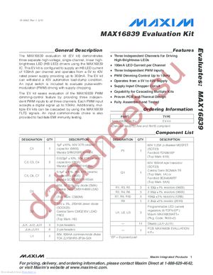 MAX16839EVKIT+ datasheet  