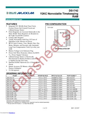 DS1742-100-IND datasheet  