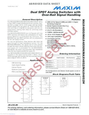 MAX4852ETET datasheet  