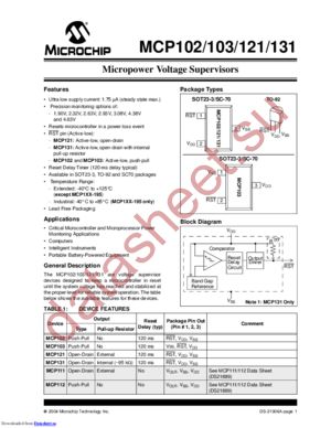 MCP131-270I/TT datasheet  
