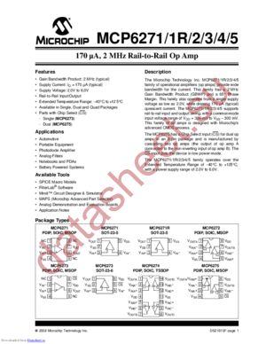 MCP6272-E/SNG datasheet  