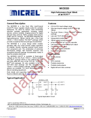 MIC5320-1.8/1.5YMT datasheet  