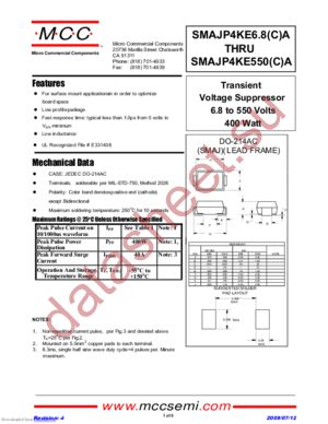 SMAJP4KE62A datasheet  