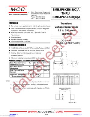 SMBJP6KE250CA datasheet  