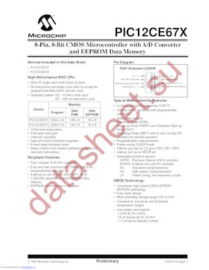 PIC12LCE674-10/P datasheet  