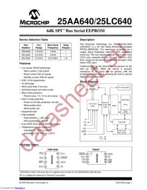 25AA640T-I/SNG datasheet  