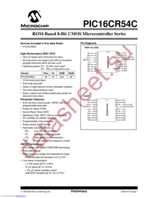 PIC16C57-04I/SS datasheet  