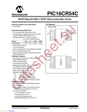 PIC16C54-04I/SO datasheet  