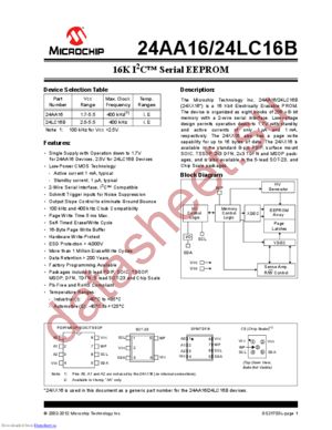 24AA16T-E/OT datasheet  