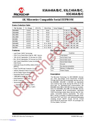 93AA46A-I/MSG datasheet  