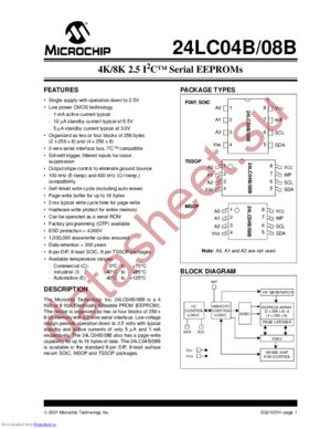 24LC04B/SNA22 datasheet  