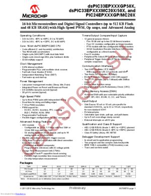 DSPIC33EP64MC506-E/PT datasheet  