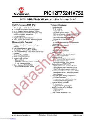 PIC12F752T-I/SN datasheet  