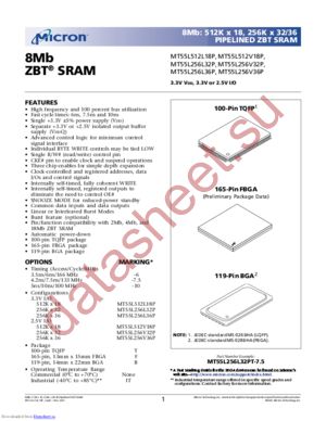 MT55L256L32PB-10IT datasheet  