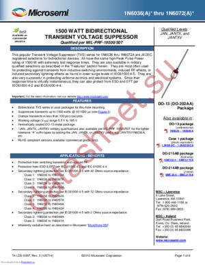 1N6038E3 datasheet  