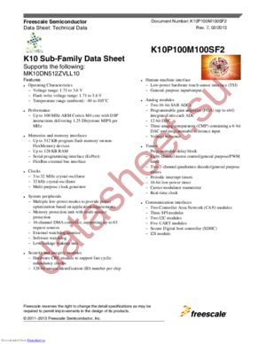 MK10DX256ZVLQ10 datasheet  