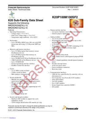 MK20DX256ZVLL10 datasheet  