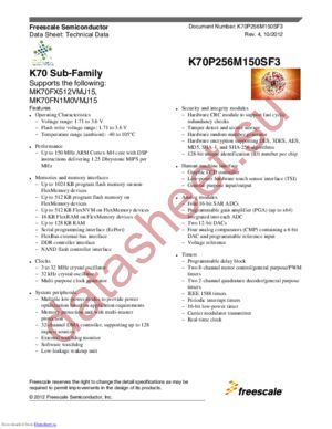 MK70FX512VMJ15 datasheet  