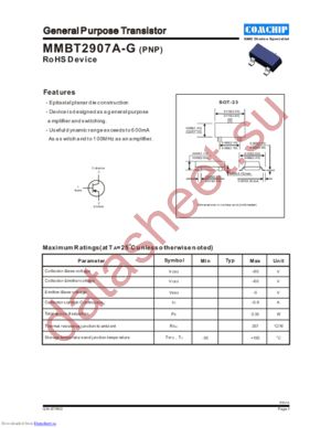 MMBT2907A-G datasheet  