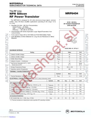 MRF6404_D datasheet  