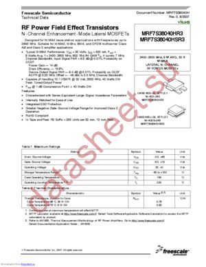 mrf7s38040h datasheet  