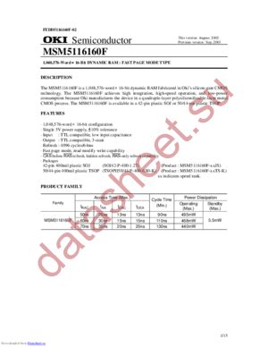 MSM5116160F-50JS datasheet  