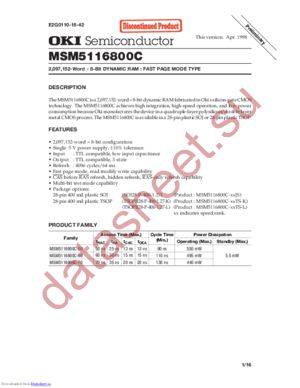 MSM5116800C-50 datasheet  
