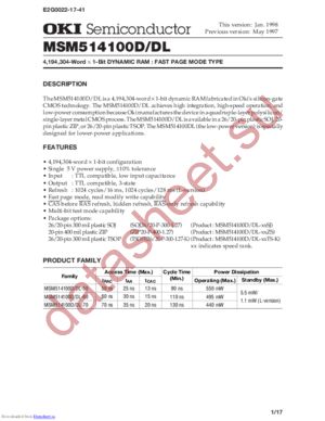 msm514100d-dl datasheet  