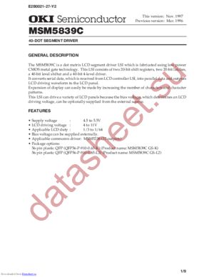 MSM5839CGS-K datasheet  