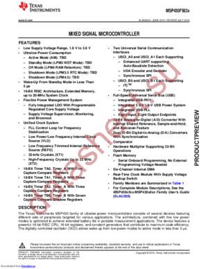 MSP430F5636IPZR datasheet  