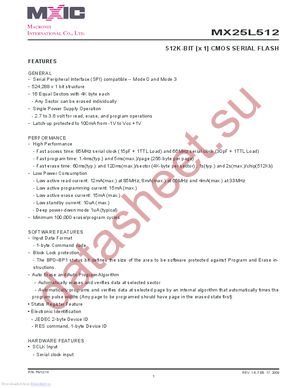 MX25L512EZUI-10G datasheet  