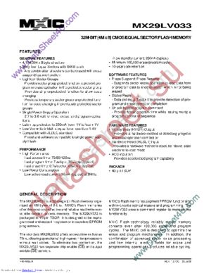 MX29LV033TI-70 datasheet  