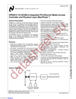 DP83815DUJB-PXE datasheet  